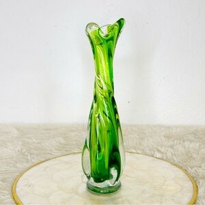 Vintage Italian Swung Vase Green Bud Vase